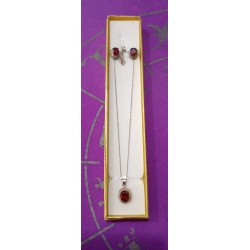 Colgante & Pendientes de Plata con Ágata Rosa