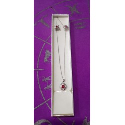 Colgante & Pendientes de Plata con Ágata Rosa